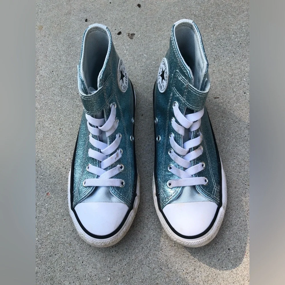 Converse Teal Glitter High Top Sneakers 2
